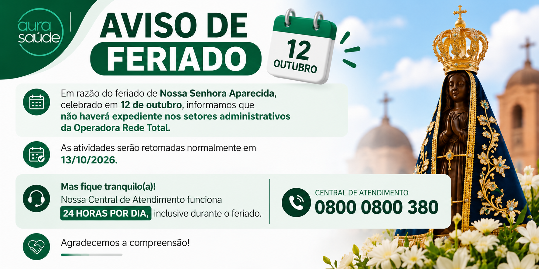 FERIADO DE NOSSA SENHORA APARECIDA